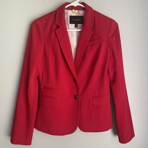 Banana Republic Red Blazer Two Button w/Crest Size 0 Lined Career Preppy
